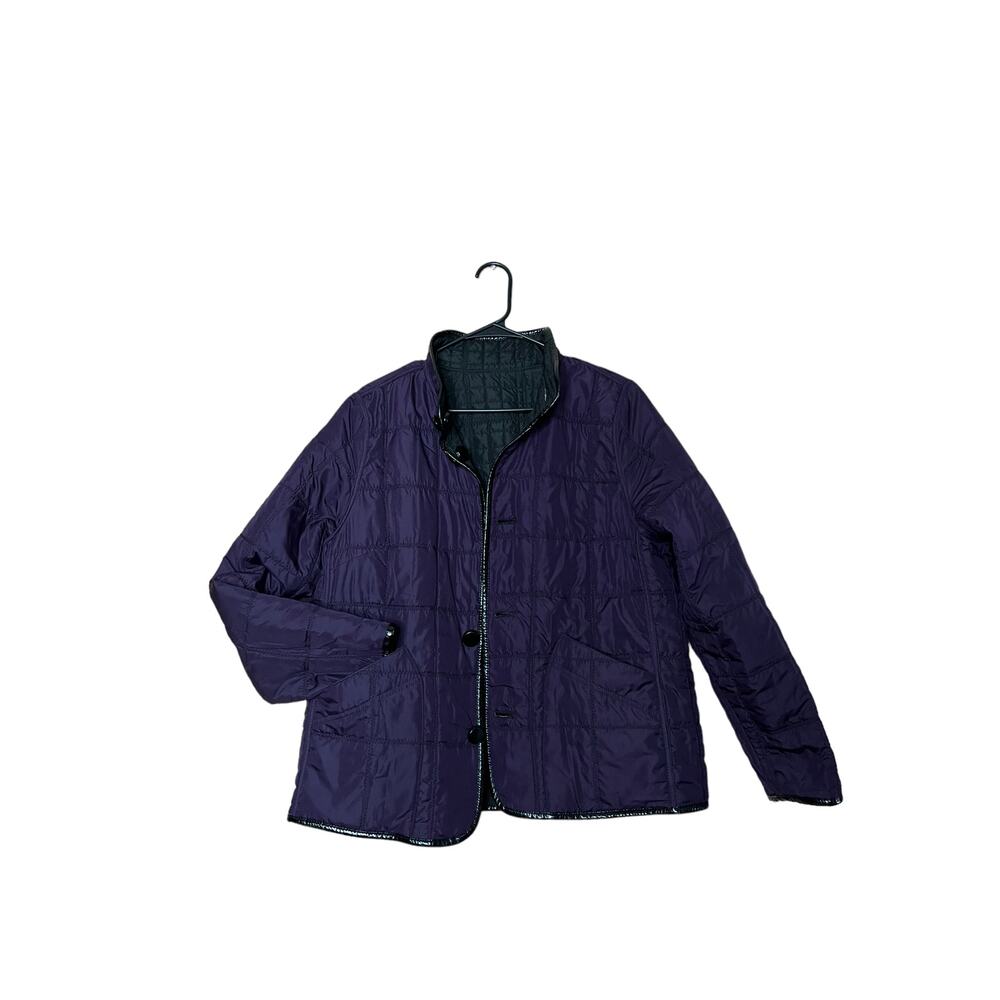 charter club women reversible quilted jacket black purple sz xl